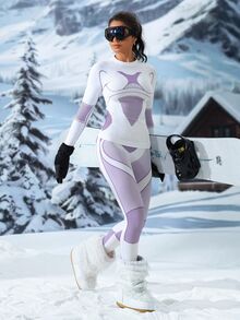 Exploreva 冬季戶外運動壓縮式滑雪服 - 白色 - 查看 4