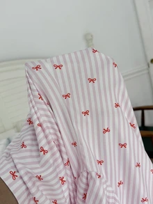 Moonlight&Mama Set Piyama Hamil Kasual dengan Pita dan Motif Garis-garis, Atasan Lengan Pendek Berkancing Depan dan Celana Panjang - MultiWarna - View 8