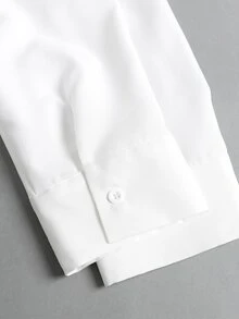 Sweetra Women's Solid Color French Chic Cinched Waist Pleated Single-Breasted Shirt - White - View 6