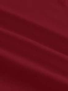 SHEIN BASICS 大尺碼純色V領短版T恤女款夏季上衣套裝 - 酒紅色 - 查看 8