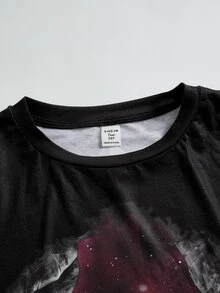 SHEIN 青少年男孩休閒舒適百搭印花長袖上衣 - 黑色 - 查看 5