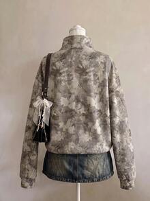 SHEIN EZwear 女款運動衫，秋季服飾，枯枝與落葉圖案，休閒極簡運動街頭風，百搭派對聚會機場穿搭 Y2K 上衣，秋季穿搭，女款通勤穿搭，百搭上衣，外出穿搭，機場穿搭 - 彩色 - 查看 2
