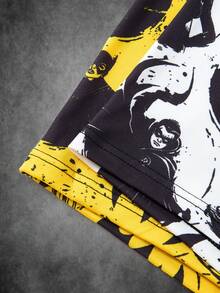 BATMAN X SHEIN 2pcs Men's Cartoon Print Boxer Briefs, Personalized Print Square Shorts - Yellow - View 4