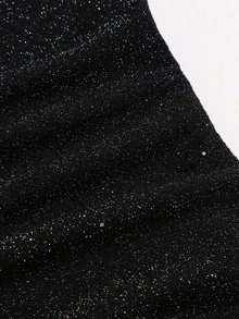 Sweetra Women's Elegant Sexy Fashion Party Club Shiny Fabric With Metal Chain Black Mini Dress Halloween Summer - Black - View 5
