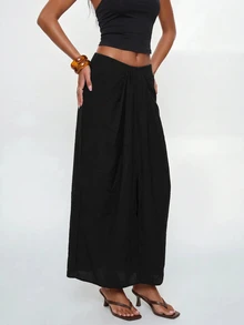 Avantive Women's Solid Color Casual Sexy Elegant Versatile Daily Wear Skirt Going Out Night Black Summer - Black - View 5