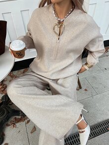 DAZY Women's Autumn/Winter Casual Top And Pants 2 Pieces Set - Apricot - View 4