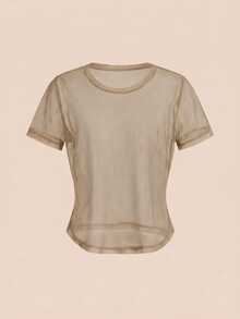 SHEIN Cheerettes 女款休閒網紗透視牛仔運動T恤2件組 - 彩色 - 查看 11