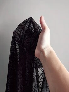 SHEIN ICON 大尺碼雪紡外套與三角杯繫帶背心女款兩件套 - 黑色 - 查看 9