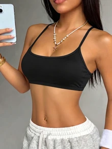 CourtClass CourtClass Women's Solid Color Casual Versatile Everyday Sports Bra - Black - View 4