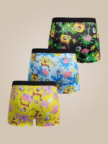 SpongeBob SquarePants | SHEIN Men's Cartoon Print Casual Daily Boxer Briefs - Multicolor - View 2