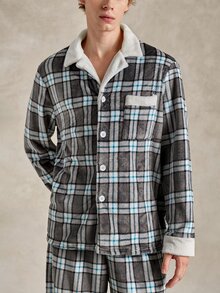 EverLounge Men's Casual Plaid Fleece Loungewear Set - Multicolor - View 5