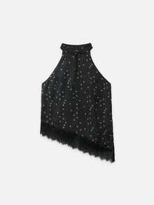 Nöista Women's Polka Dot Casual Versatile Daily Wear Halter Neck Top - Black - View 7