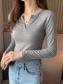 DAZY 女款圓領純色基本款白色短袖T恤 春夏 - 灰色 - 查看 2