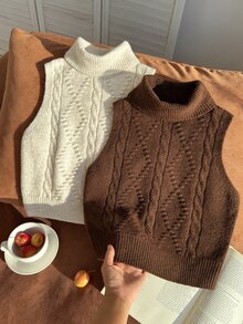 Tween Girl Solid Color Casual Versatile Daily Wear Knit Tops 2pcs Set Pullover - Multicolor - View 1