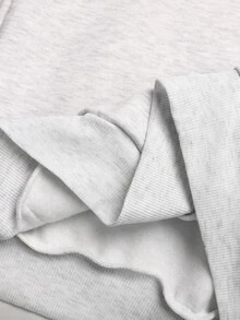 SHEIN 青少年女孩淺灰色針織粉色字母刺繡秋季運動休閒衛衣 Y2K 灰色運動風衛衣 - 淺灰色 - 查看 15