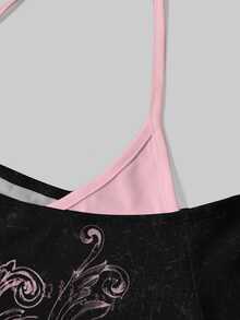 Attitoon Casual Minimalist Butterfly Print Women's 2 In 1 T-Shirt - Multicolor - View 6