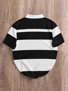 Manfinity Joysei 男士休閒條紋字母印花短袖 Polo 衫 - 彩色 - 查看 4