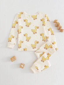 Cozy Pixies 可愛舒適卡通印花修身嬰幼兒睡衣套裝居家服 - 彩色 - 查看 2
