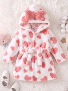 SHEIN 女嬰心形毛絨居家服 - 粉色 - 查看 1