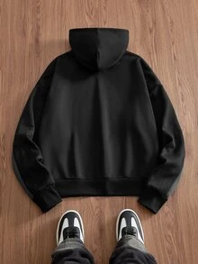 SWAVVY Casual Colorblock Patchwork Men's Hoodie - Black - View 6