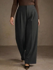 MOTF PREMIUM PLUS SIZE WOMEN PLEATED DESIGN COMMUTER VERSATILE LONG PANTS - Grey - View 5
