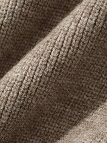 FRIFUL Women's Solid Color Hollow Out Long Sleeve Round Neck Casual Sweater Fall - Khaki - View 7