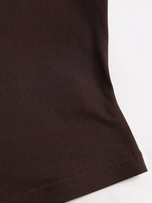 Sweetra Women's New Spring Summer Autumn Winter Outfit Half-High Neck Solid Color Top And Ruched Waist Skirt Set, Suitable For Travel, Commuting, Shopping, Dating, Dining, Versatile 2-Piece Set - Brown - View 11