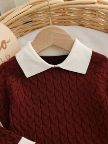 SHEIN Baby Boy Colorblock Long Sleeve Top And Pants Knit Set - Multicolor - View 3