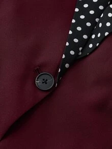 SHEIN LUNE 波點印花拼接大尺碼西裝外套 - 酒紅色 - 查看 5