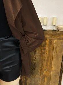 Comfortcana 大尺碼休閒優雅繫帶式風衣外套，秋季辦公正式晚宴機場穿搭棕色 - 棕色 - 查看 6