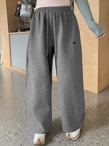 Dazy Plus Plus Size Women's Drawstring Waist Casual Versatile Everyday Sweatpants Fall - Grey - View 8