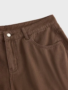 SWAVVY Men's Casual Versatile Everyday Denim Jeans With Pocket And Button - Brown - View 5