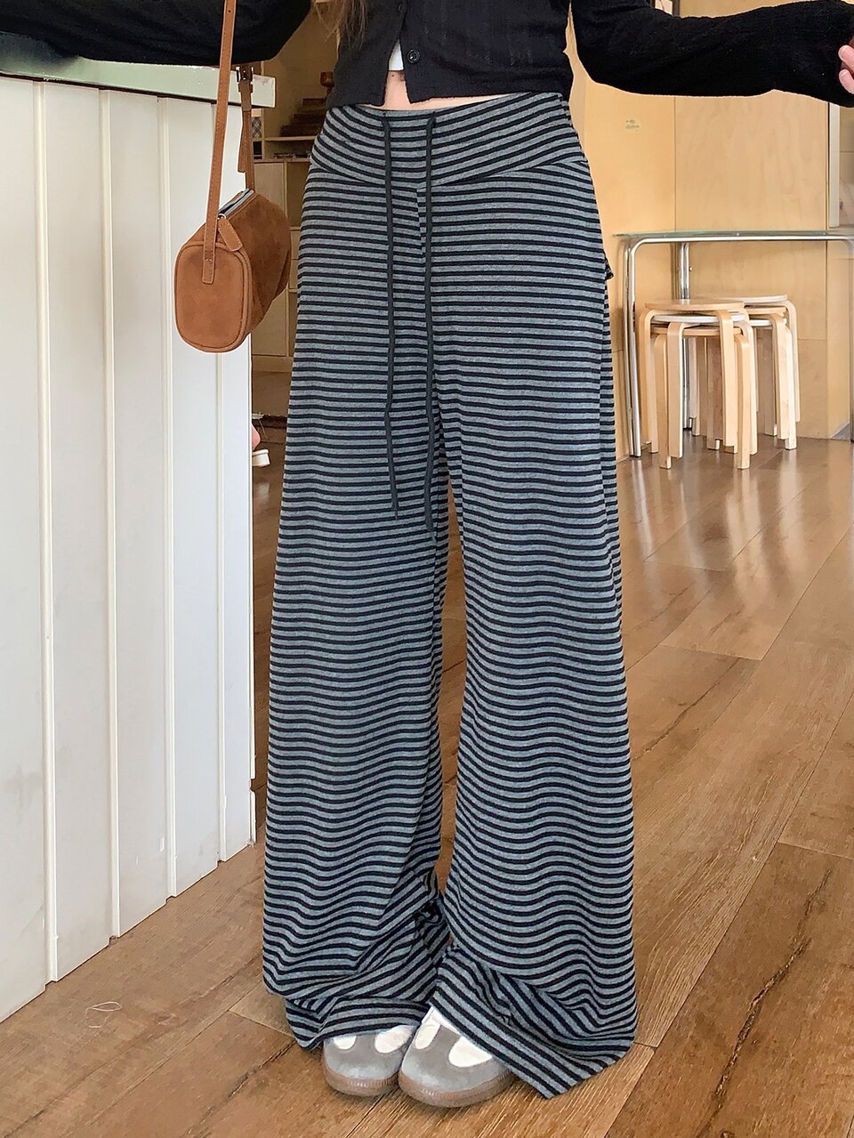 Women's Striped Korean Style Loose Casual Long Pants Fall