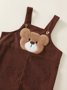 SHEIN 男嬰熊刺繡吊帶褲 + 秋季運動衫 2件套 - 彩色 - 查看 5