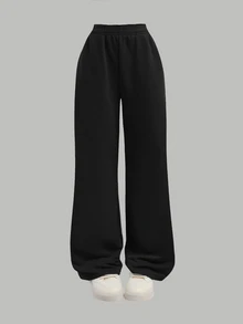 Girlism 青少年女孩休閒日常純色藍白撞色短版運動衫、細肩帶背心上衣、工裝長褲，休閒長袖三件套 - 黑色 - 查看 6