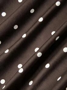 SHEIN MOD 女款波點印花不對稱單肩上衣與長褲休閒套裝 - 棕色 - 查看 5