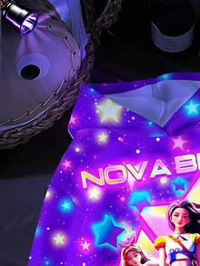 SHEIN 螢光效果！K-Pop 女團趣味星星與月亮圖案，青少年女孩休閒衛衣，韓系風格，輕鬆舒適，時尚童裝，Y2K，可愛，派對，日常，度假，舒適 - 彩色 - 查看 6
