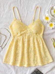 SHEIN 青少年女孩對比蕾絲時尚細肩帶背心 - 彩色 - 查看 3
