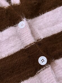 Maweii Cardigan Rajut Wanita Ukuran Besar, Garis-Garis Multiwarna, Hangat, Potongan Longgar, Kasual, Musim Gugur/Dingin - MultiWarna - View 8