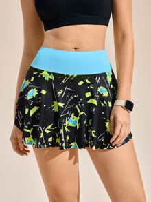 Exploreva 女款全印花休閒百搭日常旅行運動裙褲 - 彩色 - 查看 3