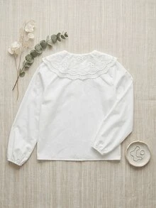 Dazy Plus Peter Pan Collar Loose Long Sleeve Versatile White Spring/Autumn New Shirt - White - View 7