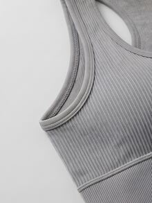 Sweetra Women's Solid Color Casual Sporty Athleisure Versatile Daily Gym Travel Sports T-Shirt Grey Summer - Grey - View 6