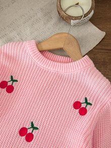 SHEIN 女孩女孩與女孩櫻桃針織圓領毛衣 - 粉色 - 查看 4