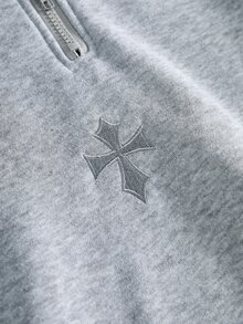 PAVTROS Sweatshirt Pullover Pria Terlaris, Patchwork Struktural, Logo Bordir 3D, Kerah, Hadiah untuk Pacar, Hadiah Ulang Tahun, Ukuran Plus - Light Grey - View 4