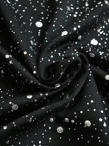 SHEIN Tank Top Wanita Elegan dengan Desain Payet dan Patchwork Jala - Hitam - View 5
