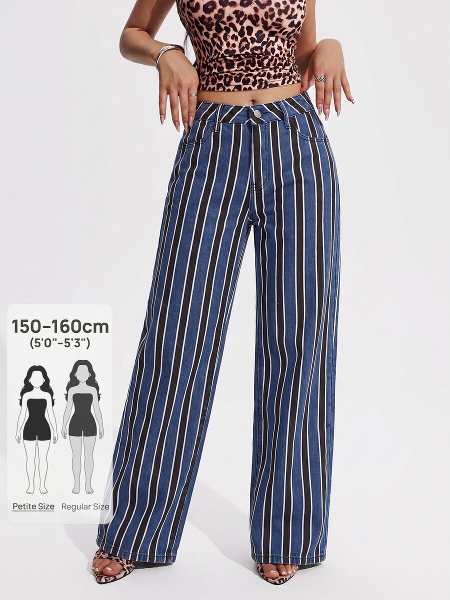 Jeanoix Petite Women's Colorblock Striped Denim Jeans - Multicolor - View 1