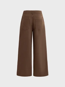 SWAVVY Men's Casual Versatile Everyday Denim Jeans With Pocket And Button - Brown - View 4