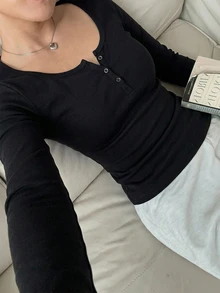 CovetEZ 95%棉 2件組 女款休閒修身長袖T恤 - 彩色 - 查看 5