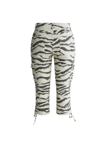 ROMWE Street Life Quần jeans capri denim co giãn họa tiết vằn ngựa vằn quyến rũ cho nữ - màu nâu - Xem 2