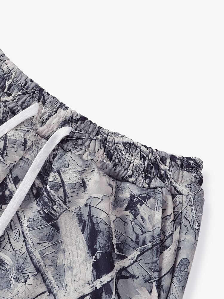 PAVTROS 3pcs American Vintage Dried Leaf Camouflage Sports Shorts Set, Knitted Shorts, Elastic Waist Drawstring Pants, Jungle Camouflage REALTREE Style, Wild, Rugged, Military Cargo Style Style Shorts, Daily Commute, Street, Outdoor, Skateboard And Other Street Sports, Unisex, Holiday Gift - Multicolor - View 6